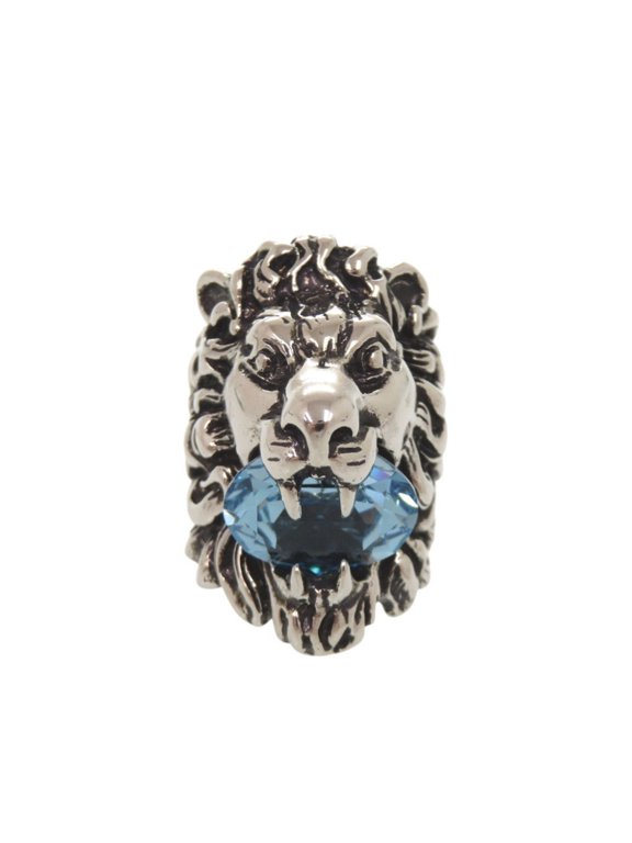 Pre-Owned Gucci Lion Head Metal Stone Ring #10 (approx.) Silver 0362GUCCI