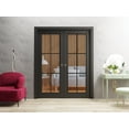 thumbnail image 5 of Sliding French Double Pocket Doors 36 x 80 inches | Lucia 2366 Matte Black Clear Glass | Kit Trims Rail Hardware | Solid Wood Interior Bedroom Sturdy Doors, 5 of 7