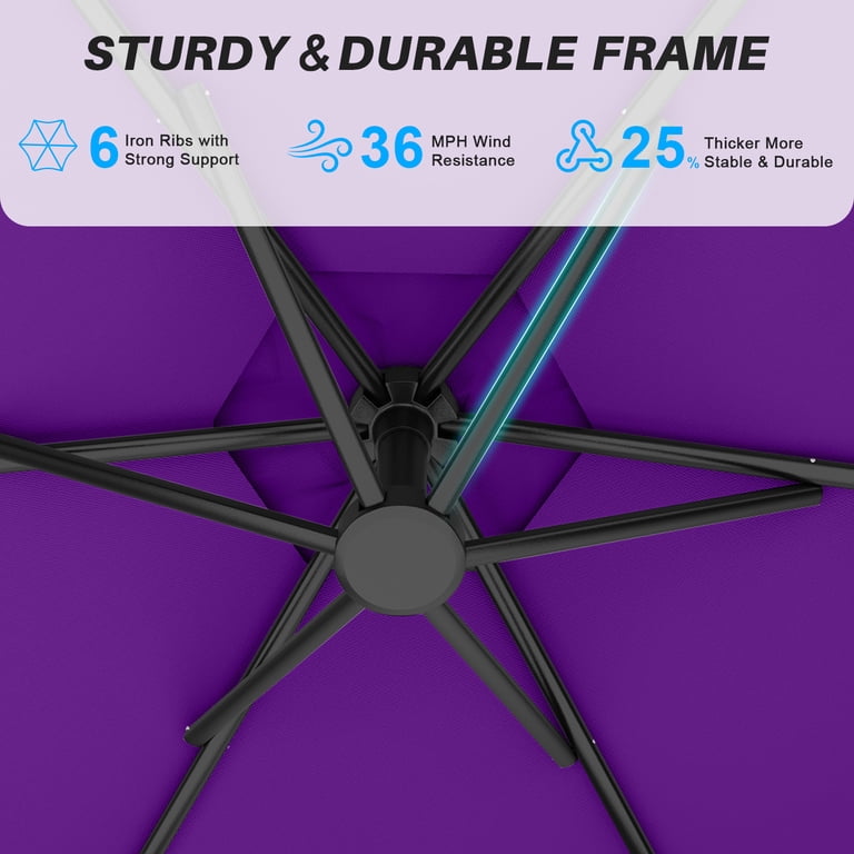 Easthome 10ft Offset Patio Umbrella with Tilt, Purple photo 5