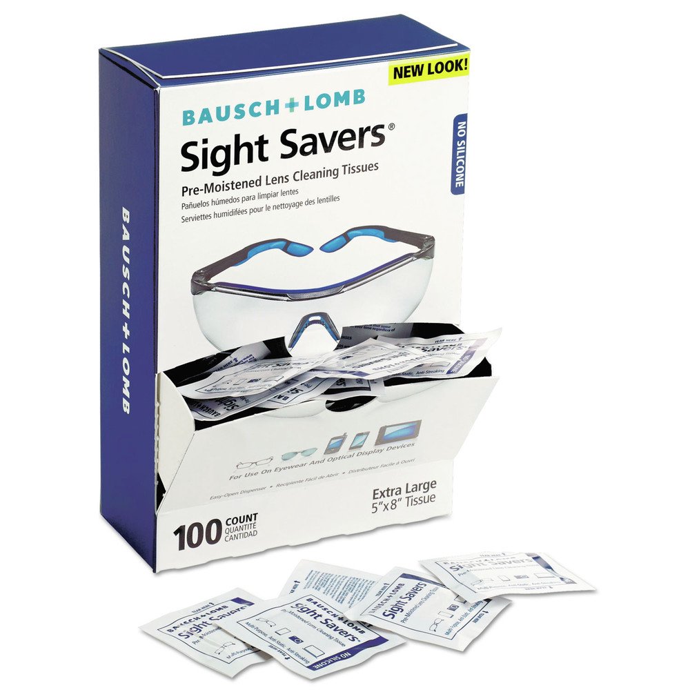 Bausch + Lomb, BAL8574GM, Sight Savers Pre-moistened Lens Cleaning Tissues, 100 / Box