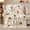 Fancy Pugs, variant on Whimsical Fawn Pug Collage Off-White Quilted Background, Playful Pet Portrait Pattern, Warm Flannel Blanket for Living Room and Bedroom, Dog Lovers Just Because Gift, Pet Lover Home Decor