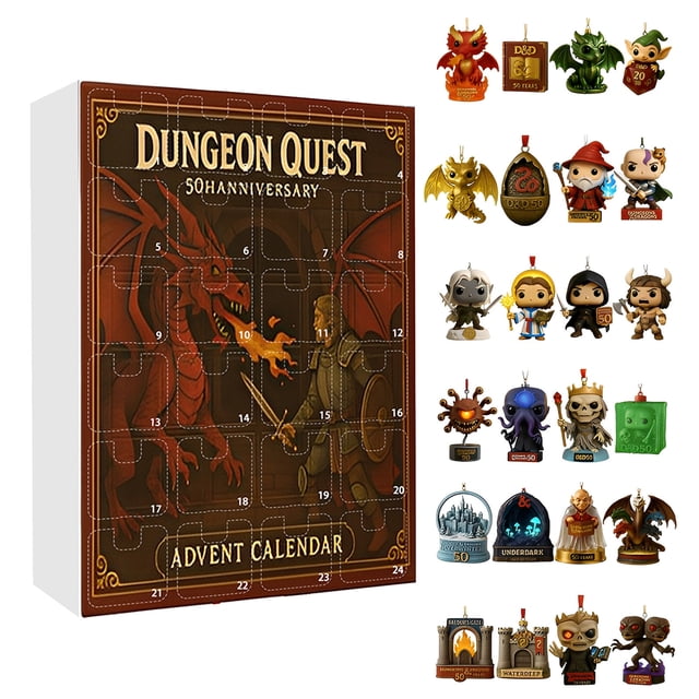 Jeu de Rôle de Donjon Mystique Calendrier de Compte à Rebours Ensemble d'Aventure Surprise avec Miniatures Mystères et Figurines de Collection Rares pour les Amateurs de RPG 24 Jours de Plaisir Fantastique