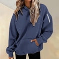 thumbnail image 2 of Bovemsi Sweatshirt for Women Fashionable Casual Zipper Pocket Round Neck Long Sleeve Hooded Camo Hoodie, 2 of 6
