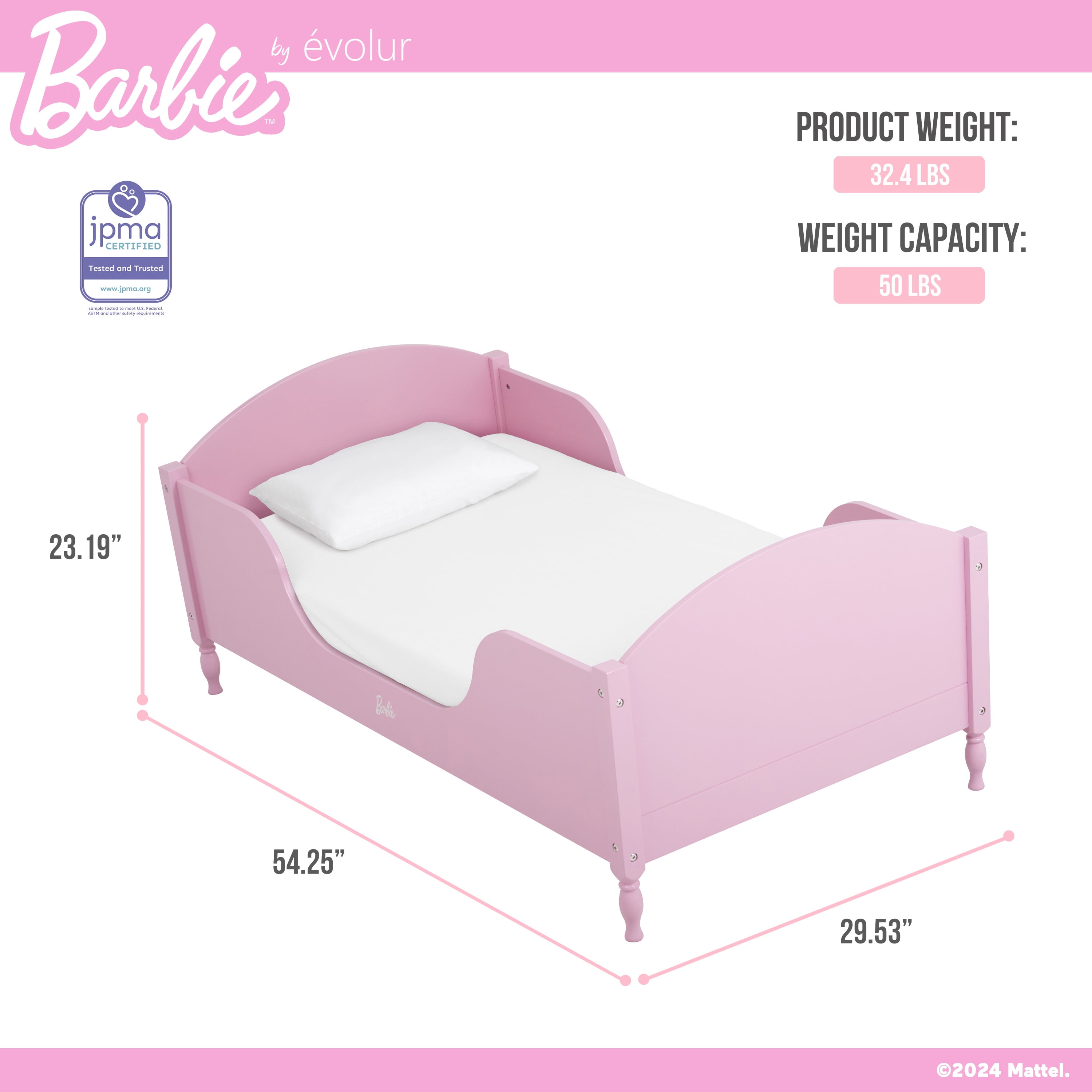 Evolur Barbie Dreamscape Toddler Bed in Pink