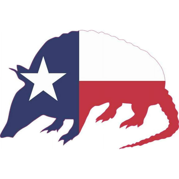 6in x 4in Texas Flag Armadillo Sticker