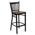thumbnail image 1 of HERCULES Series Black Vertical Back Metal Restaurant Barstool - Cherry Wood Seat, 1 of 6