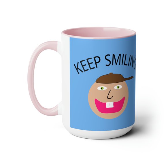 Keep Smiling Coffee Mugs, 15oz