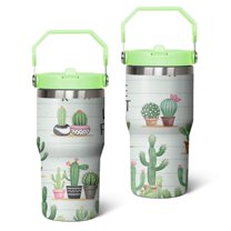 20 Oz Tumbler Cactus Green Tumbler with Lid and Straw, Birthday Gift Cup for Friend Women Men Coffee Travel Mug Thanksgiving Day Halloween Christmas Gift Water Bottle