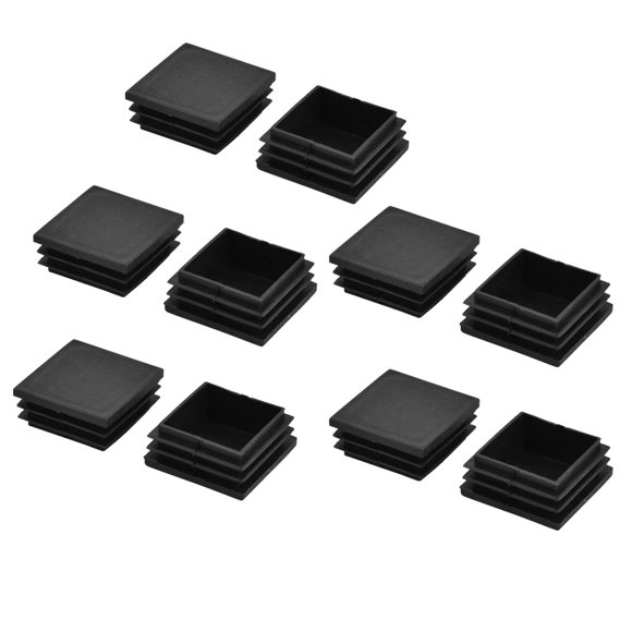 Tapa de extremo de tubo de pierna de silla de mesa cuadrada de plástico negra 4.5 x 4.5cm 10 PCS