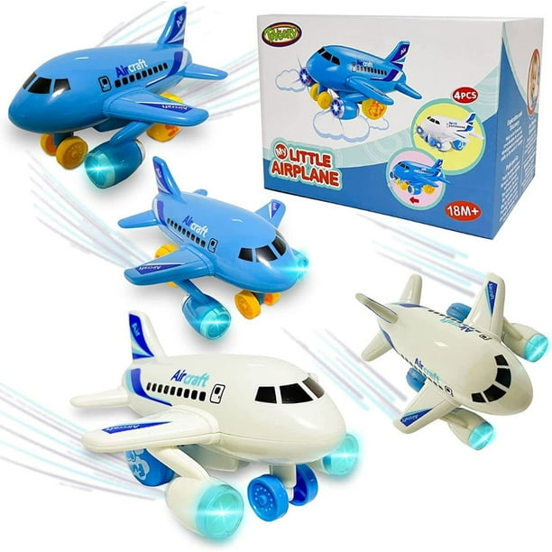 Toysery Push and Go Toddler Airplane Toy for Boys & Girls. Set of Four Friction Toy Airplanes