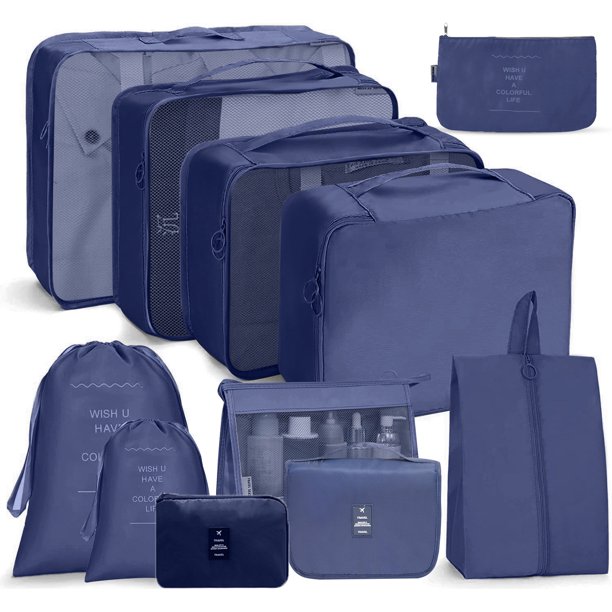 Bolsa de almacenamiento de viaje, juego de 10 piezas, organizador de ropa para equipaje de viaje, bolsa de almacenamiento, juego de almacenamiento simple y separado