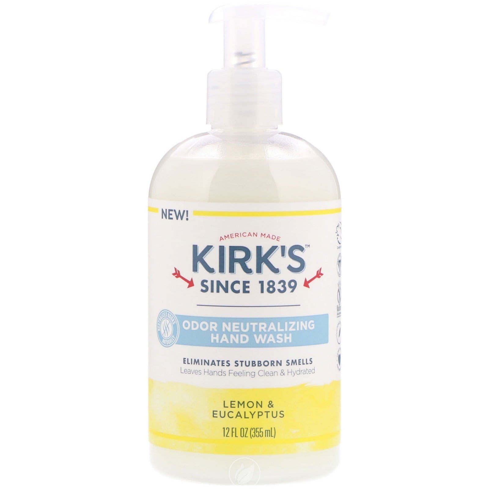 (4 Pack) Kirks Natural Odor Neutralizing Hydrating Hand Soap Lemon Eucalyptus 12 Ounce