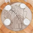 thumbnail image 2 of Brown Boho Line Art Plant Pattern Round Fitted Tablecloth with Elastic Edge,Dining Table Cover Waterproof,Outdoor Round Tablecloth for Camping,Dining,Indoor and Outdoor, 2 of 7