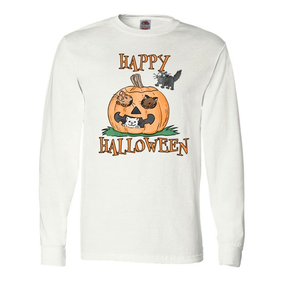 Inktastic Happy Halloween Kittens in a Pumpkin Long Sleeve T-Shirt