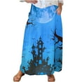 thumbnail image 2 of WFJCJPAF 2024 New Halloween Clearance! Women Skirts Denim,Women's Printed Elastic Waistband Pleated Pocket Skirt With Mid Calf Skirt - Blue XL, 2 of 5