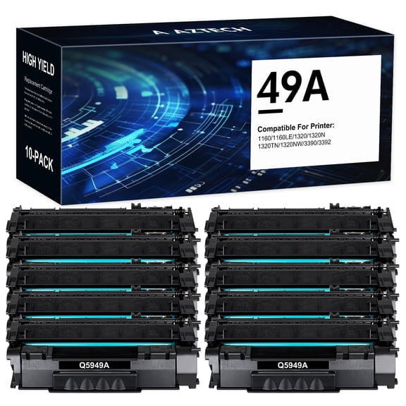 49A Toner Cartridges Q5949A 10-Pack Compatible Toner Cartridge for HP 49A 53A Q5949A 49A LaserJet 1320 1320N 1320TN 1320NW 3390 3392 (Black)