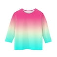 thumbnail image 5 of BLTIBY Children Girls Boys Casual 3/4 Sleeve Sweatshirt Fall Spring Gradient Printed Kids Round Neck Loose Soft Tunic Fashion Pullover Top Blouse 2025 Hot Pink 11-12 Years, 5 of 5