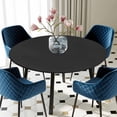 thumbnail image 5 of Elastic Fitted Round Tablecloth, Black Pure Color Waterproof Stretch Table Cover for 45"-54" Tables, Aesthetics Contemporary Luxury Washable Outdoor Tablecloths for Patio, Picnic, Camping, 5 of 9
