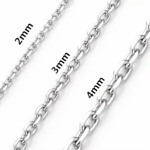 2/3/4mm Men's Women's 316L Stainless Steel Silver Oval Link Chain Necklace