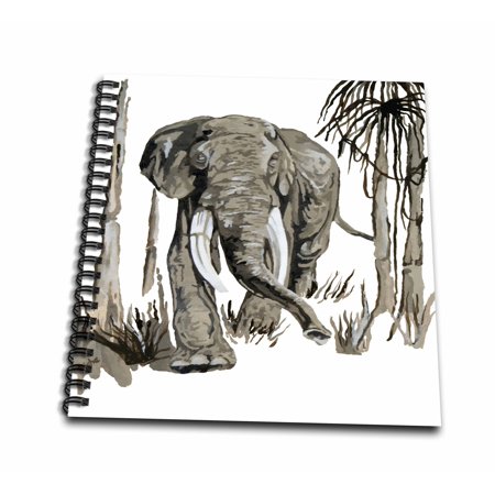 3dRose Monochrome Elephant Vector Drawing Book, 8 x 8