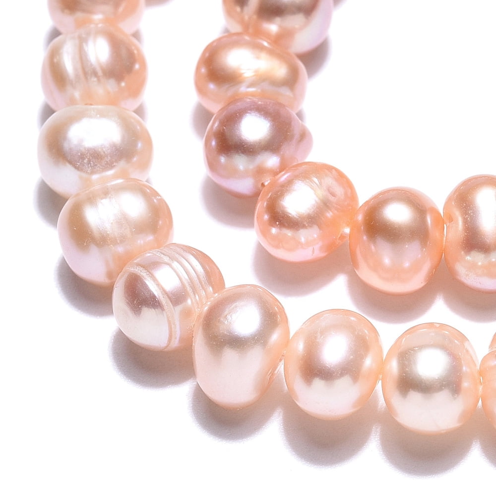 Natural Cultured Freshwater Pearl Beads Strands Potato PeachPuff 6.5~9x6~7.5mm Hole: 0.6mm 53~55pcs/strand 13.78~14.17 inch(35~36cm)