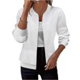 thumbnail image 2 of Women's Casual Fashion Solid Color Long-sleeved Zipper Jacket White M, 2 of 4