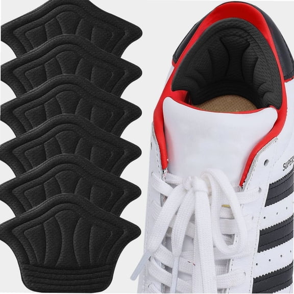 Adhesive Back of Heel Cushion Pads, Heel Grips Inserts for Loose Shoes, Too Big Boots, Reusable Heel Guards Liners for Women Men, Improve Shoe Fit, 6PCS-Black