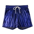 thumbnail image 4 of USNSM Mens Metallic Shorts Running Training Drawstring Pockets Casual Shorts Pants Sports Workout Loose Sweat Shorts Blue XXXL, 4 of 6