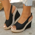 thumbnail image 2 of Pandaie Womens Espadrille Dressy Wedge Sandals Open Toe Platform Slingback Slip on Sandal Comfortable High Heels Pumps Shoes 3.91 Inch Black 9, 2 of 7