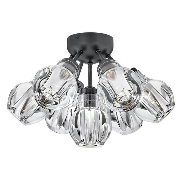 Fredrick Ramond Fr46951 Elise 7 Light 16" Wide Semi-Flush Globe Ceiling Fixture - Black