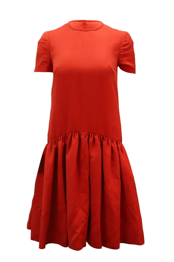 Pre-Owned Alexander McQueen Drop Waist Dress in Red Wool
