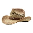 thumbnail image 2 of Western Cowboy Hats for Women Classic Felt Wide Brim Fedora Hat with Belt Buckle Retro Panama Hat Unisex Rolled up Cap Coffee, 2 of 3