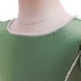 thumbnail image 5 of Short Flower Girl Dress, Girls Solid Color Puff Sleeve Princess Dress with Bow Accents, Junior Bridesmaid Party Dress for Wedding Birthday Occasions Age 4-9 Blackish Green 110, 5 of 9