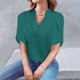 thumbnail image 2 of Mujeres Manga Corta de Verano Tops Suelto Color Sólido Cuello en V Casual Top, Blusa de Poliéster para las Mujeres, Lavado de Manos Primavera Y Moda de Verano, 2 of 7