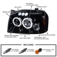 thumbnail image 3 of Spec-D Tuning Halo LED Glossy Black Smoke Projector Headlights Compatible with 2001-2004 Nissan Frontier, Left + Right Pair Headlamps Assembly, 3 of 5