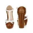 thumbnail image 5 of Allegra K Platform Bow T Strap Chunky Hesl Pumps for Women Brown 8, 5 of 6