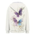 thumbnail image 5 of larppty Zip Up Hoodie Women 2025 Casual Long Sleeve Sweatshirts Fall Winter Fashion Lightweight Butterfly Print Hooded Clothes with Pockets (Beige, S), 5 of 7