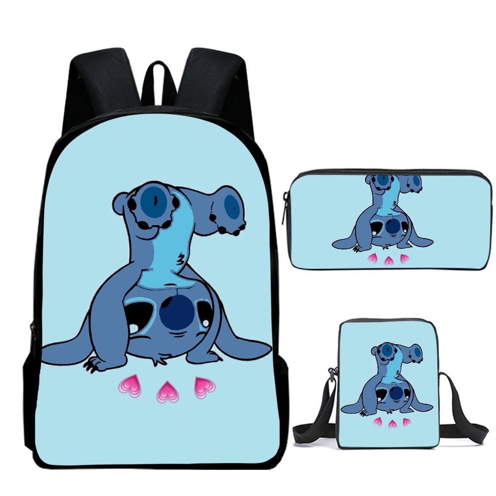 16″Lilo & Stitch Backpack School Bag+Lunch Bag+Pencil Bag - giftcartoon