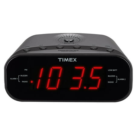 Timex T231GY AM/FM Dual Alarm Clock Radio with 1.2-Inch Green Display and Line-In Jack (Gunmetal) (Manufacturer