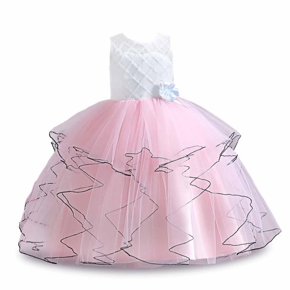 Odeerbi Girls Dresses Flower Girl Dress Children Baby Middle-aged Children's Sleeveless Mesh Dress Gauze Dress Princess Dress
