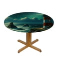 thumbnail image 3 of PIKWEEK  Round Tablecloth,Lighthouse and Cliffs at Night Indoor &amp; Outdoor Table Cover for Christmas, Thanksgiving, Event,Fits Tables, 3 of 7