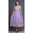 thumbnail image 2 of Bimba Light Purple2 Floral Indian Long Kurti For Women Party Wear Printed Sleeveless Anarkali Kurti Dress X-Small, 2 of 6