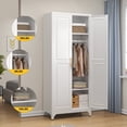 thumbnail image 6 of Polup 71" Tall Modern Armoire Wardrobe Closet with Hanging Rod, Clothing Storage Cabinet,White Steel Assembly, 6 of 7
