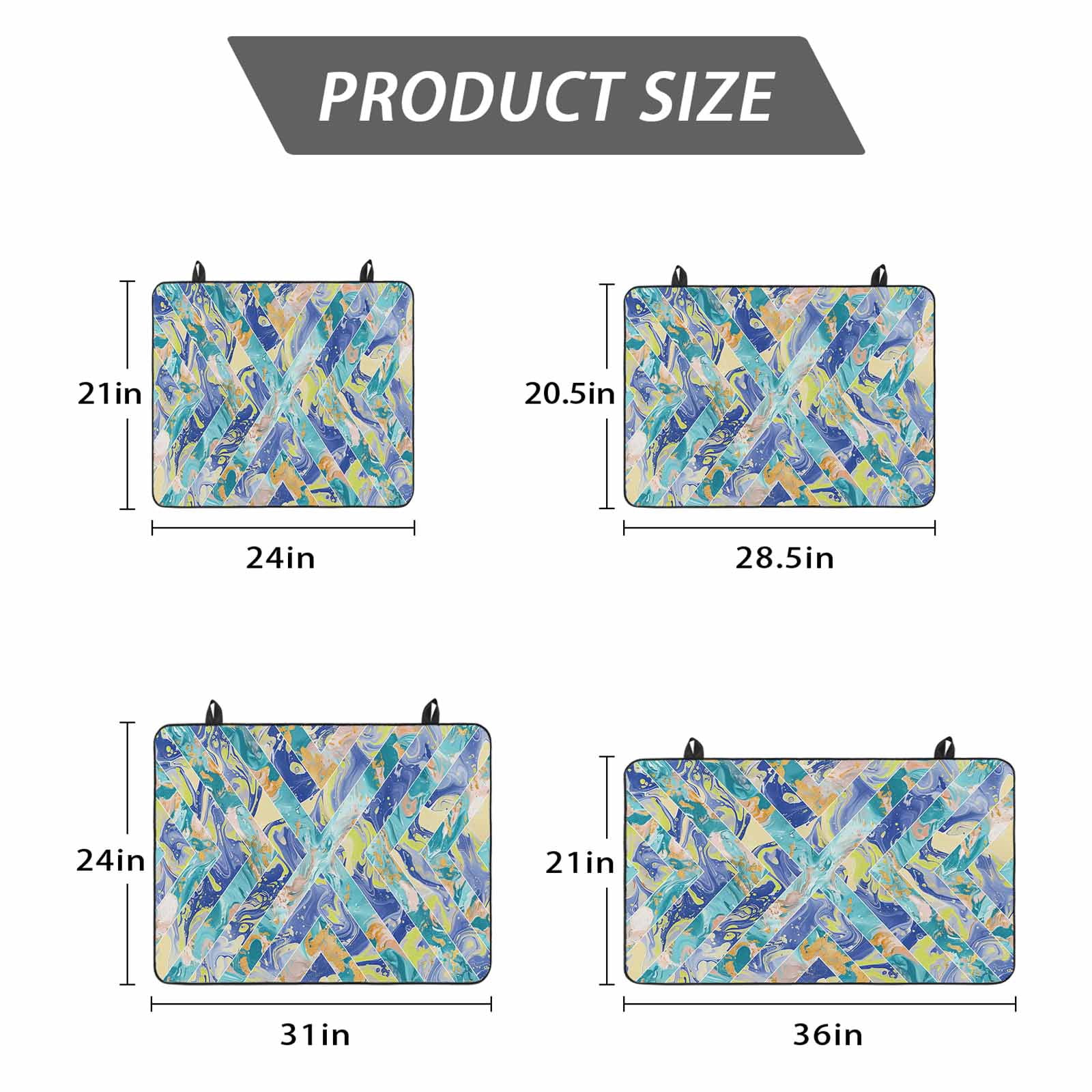 Blue Teal Geometric Stove Top Cover for Electric Stove, Heat-proof & Non Slip Glass Top Stove Cover Protector, Grey Marble Abstract Art Modern Kitchen Flat Cooktop Rubber Mat 24x21 Inches
