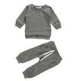 thumbnail image 3 of Infant Baby Boy Girl Warm Outfits Kids Solid Shirts Tops Long Pants Clothes Set, 3 of 5