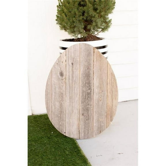 24 in. Rustic Farmhouse Gray Wood Large Egg