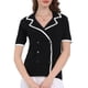 thumbnail image 1 of INSPIRAR CHIC Blusas de verano de manga corta de doble botonadura de color contrastante de punto para mujeres 2XL Negro, 1 of 4