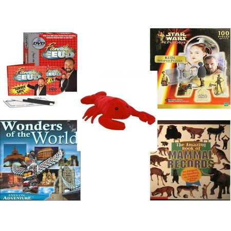 Children's Gift Bundle [5 Piece] -  Family Feud DVD  - Star Wars Episode I R2-D2 Shaped   - TY Beanie Buddy Pinchers The Lobster 15