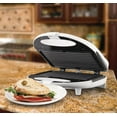 thumbnail image 2 of Brentwood Non-Stick Panini Press and Sandwich Maker, White, 2 of 6
