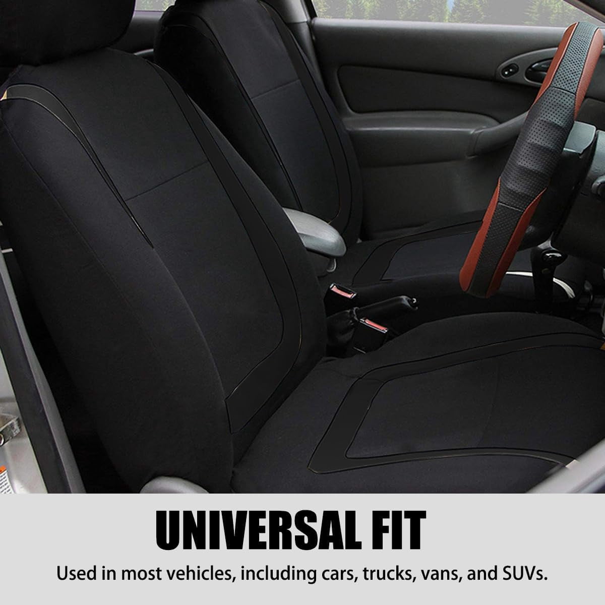 Full Set Premium Cloth Car Seat Covers in Breathable Design for Most Vehicles